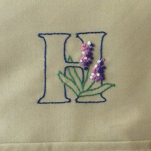 Hand Embroidered Monogram Letter “H”